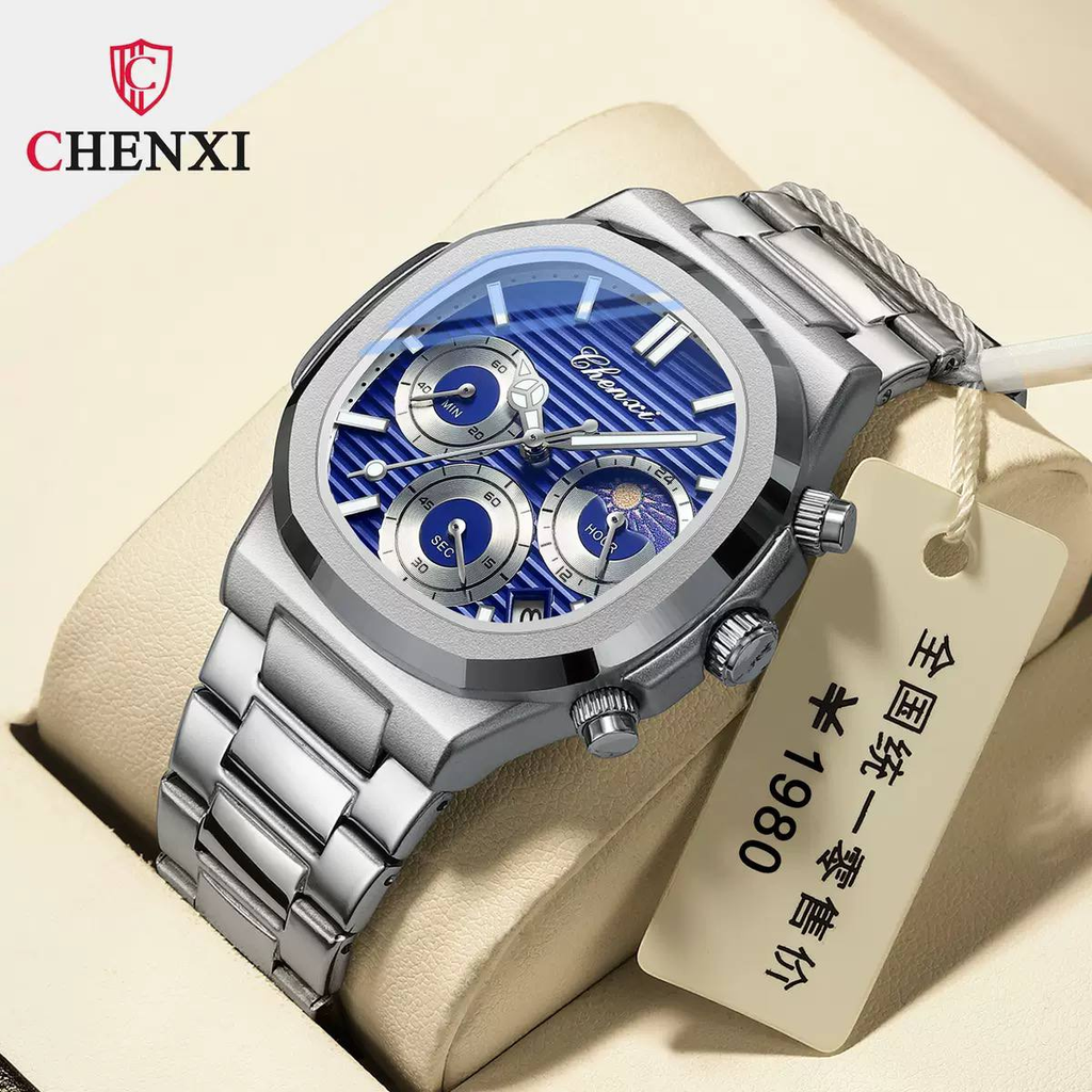 Montre CHENXI Multifonction – Chronographe Octogonal Homme